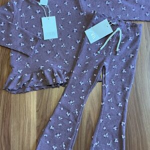 NWT Zara 4Y Soft Touch Ribbed Floral Set